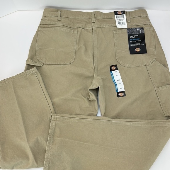 Dickies Carpenter Jeans Relaxed Fit 40X32 Work Pants Pockets Utility Loop Khaki - Picture 4 of 12